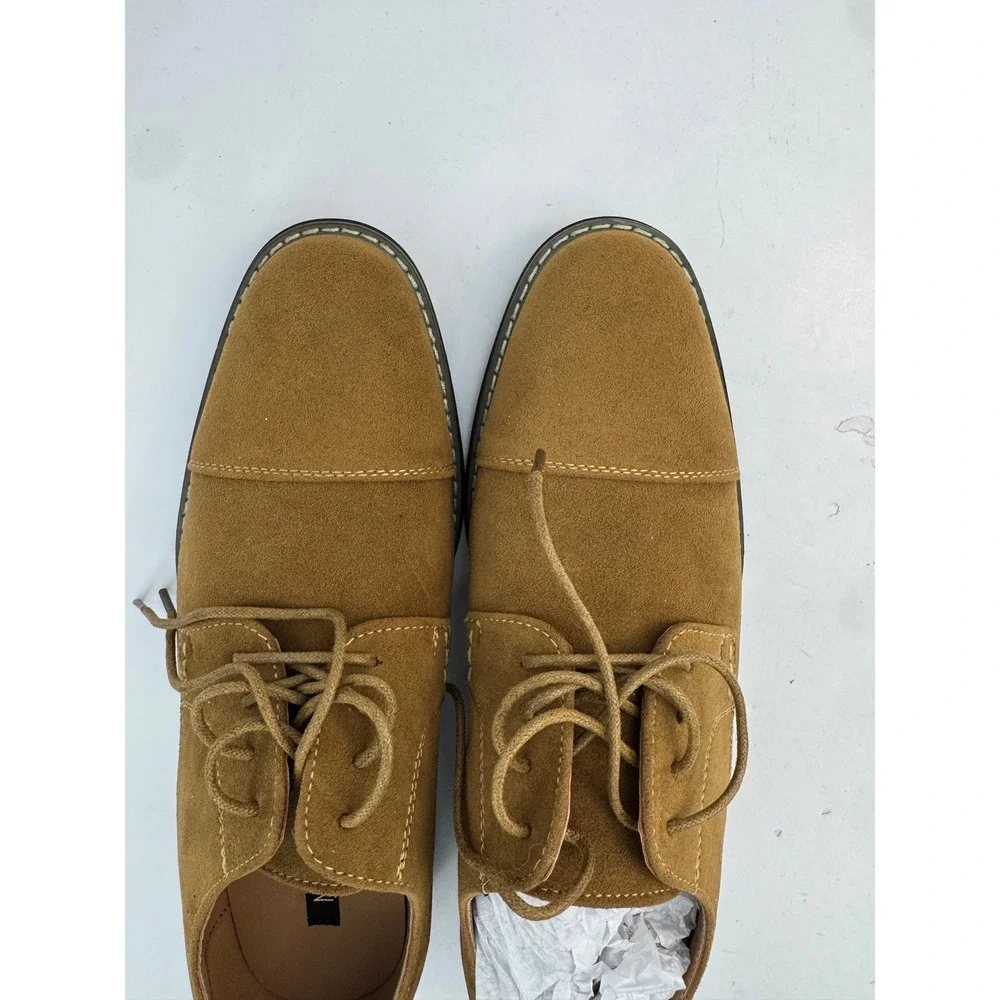 Mofri Suede Oxford Dress‎ Shoes Mens Size 8 Tan Cap Toe Lace Up Business Casual
